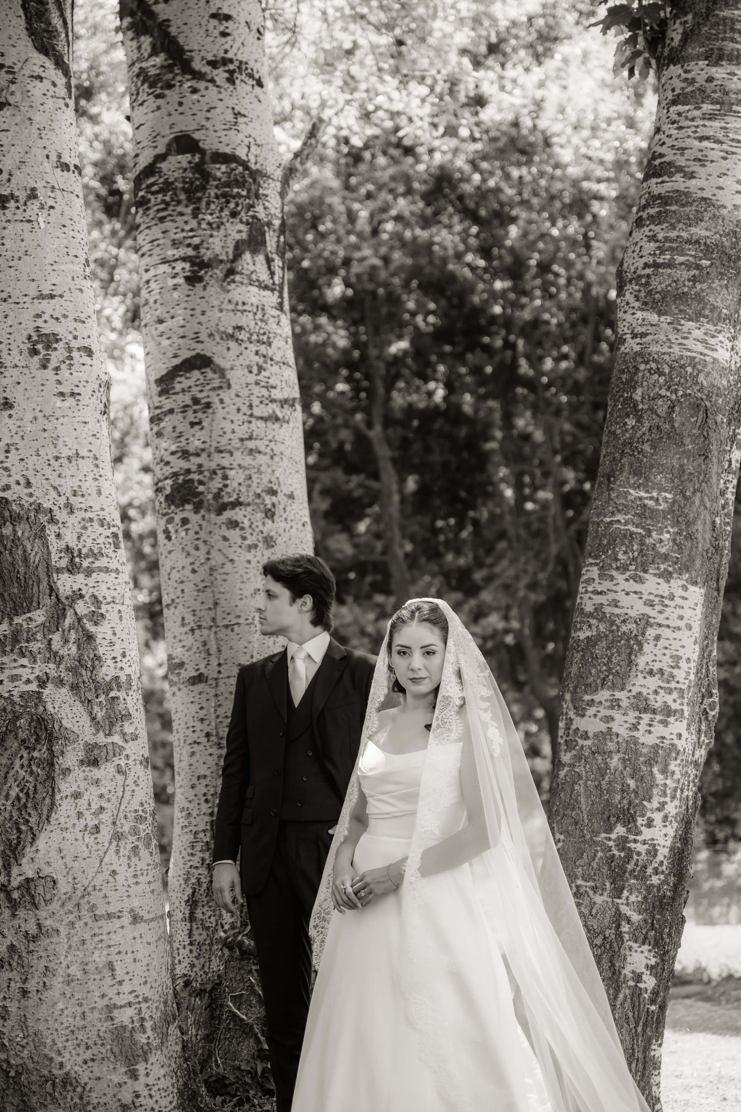 Black and white wedding photograph by Aly Zamora