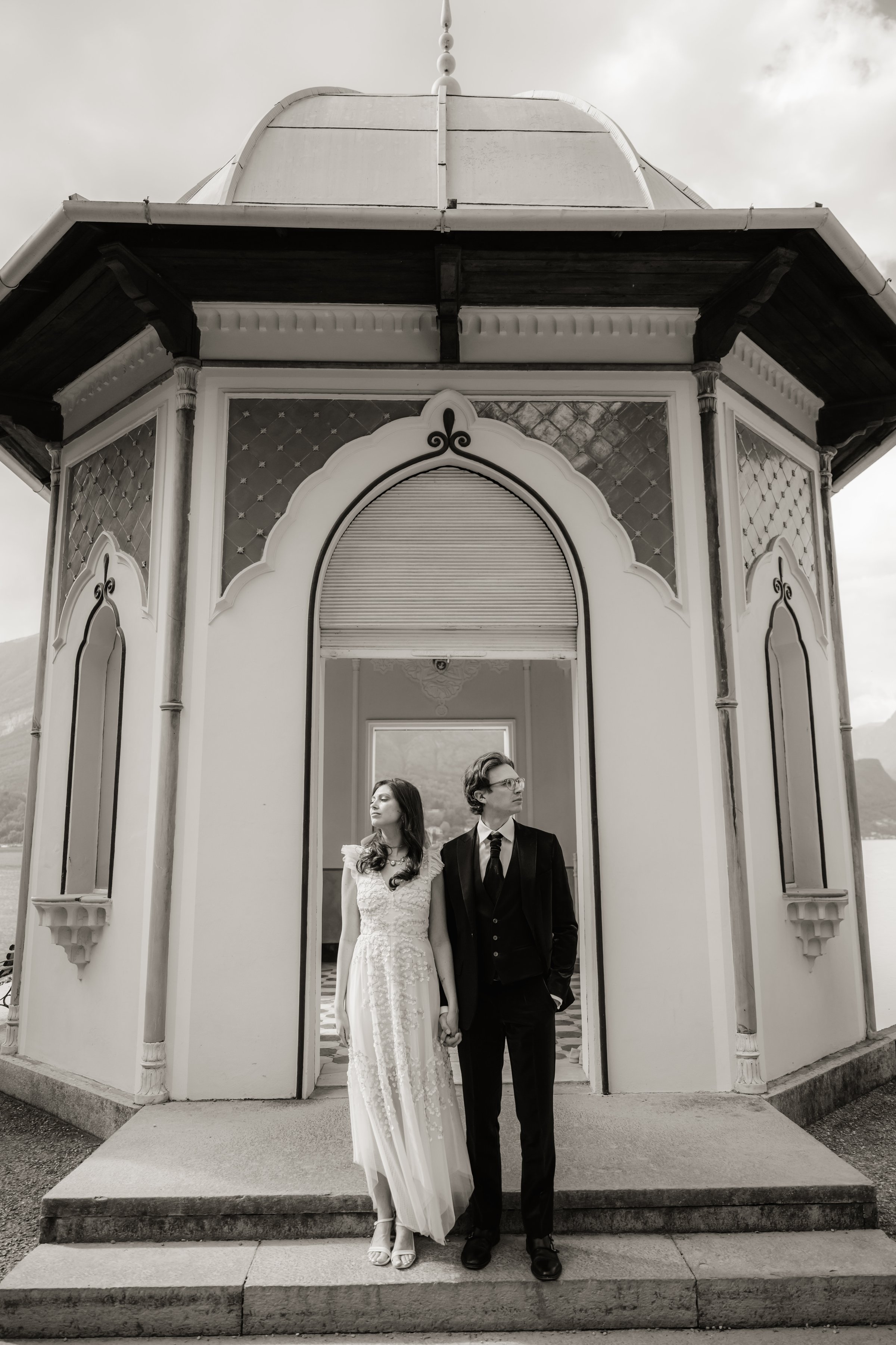 Black and white wedding photograph by Aly Zamora