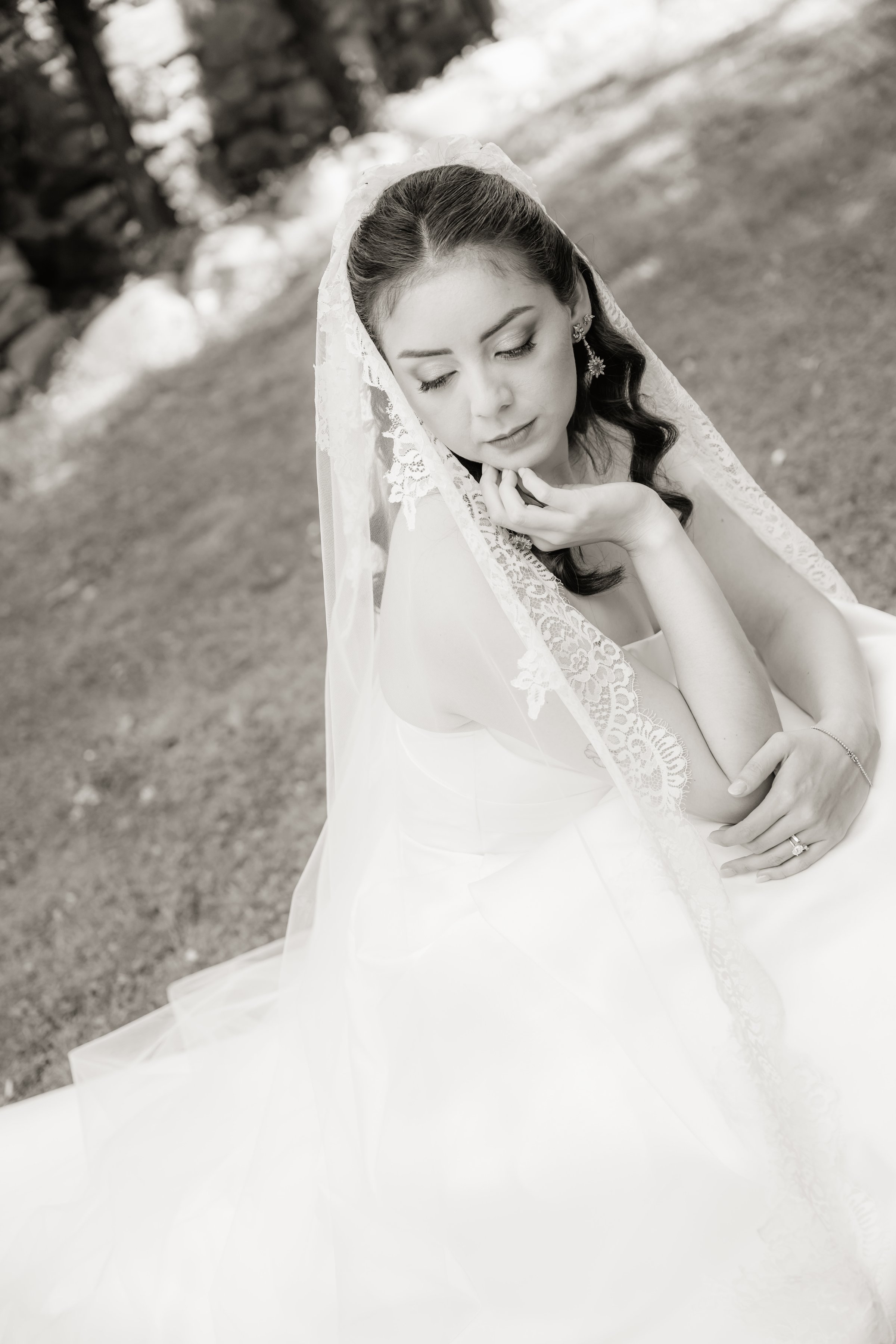 Black and white wedding photograph by Aly Zamora